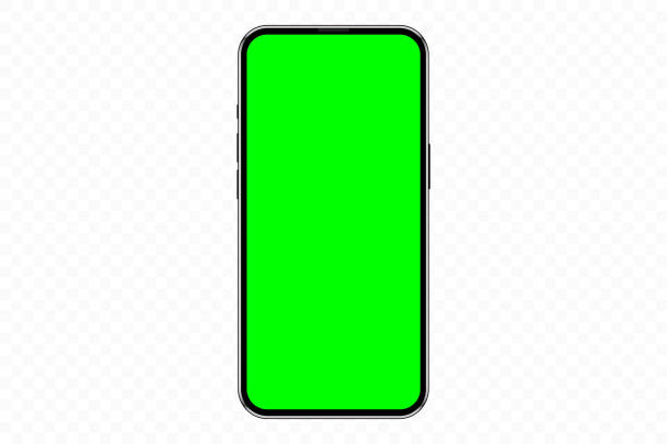 ilustraciones, imágenes clip art, dibujos animados e iconos de stock de maqueta realista de teléfono móvil con pantalla cromakey verde, plantilla de aplicación de teléfono celular. ilustración de stock aislado - croma verde