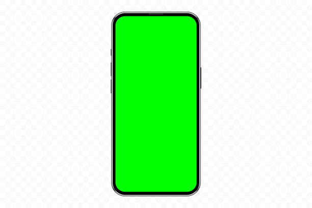 illustrazioni stock, clip art, cartoni animati e icone di tendenza di mockup realistico del telefono cellulare con schermo chromakey verde, modello di app per cellulare. illustrazione stock isolata - maschera