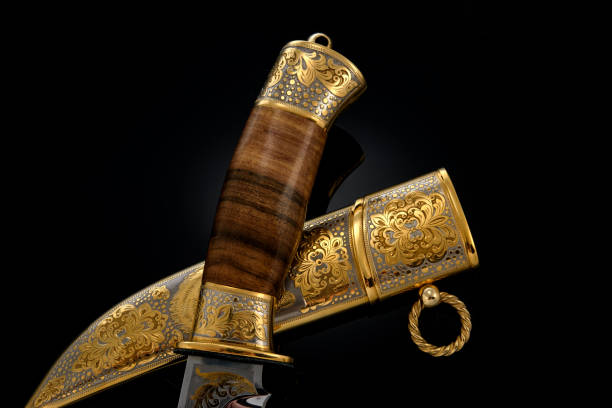 istock collectible silver dagger with scabbard on black 1376064633