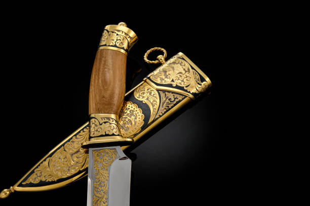 istock collectible silver dagger with scabbard on black 1376065166