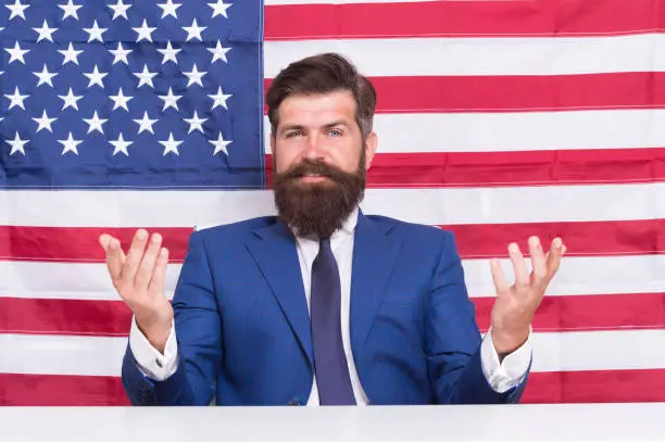 Photo of Man american presenter anchorman in studio, fresh news concept