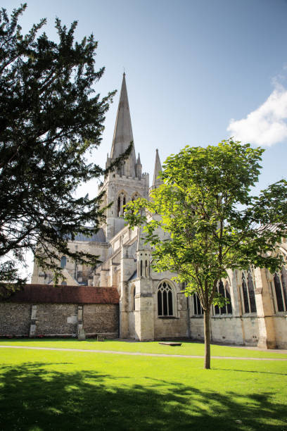 image of a chichester cathedral from outside The Cathedral at Chichester on a sunny spring day chichester stock pictures, royalty-free photos & images
