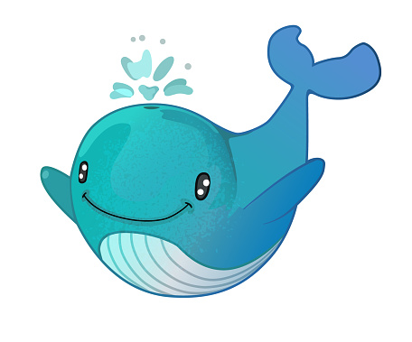 Cute Cartoon Whale Vector Illustration Drawing For Child Book Concept