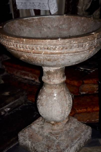 istock Baptismal font in the church 1376102659