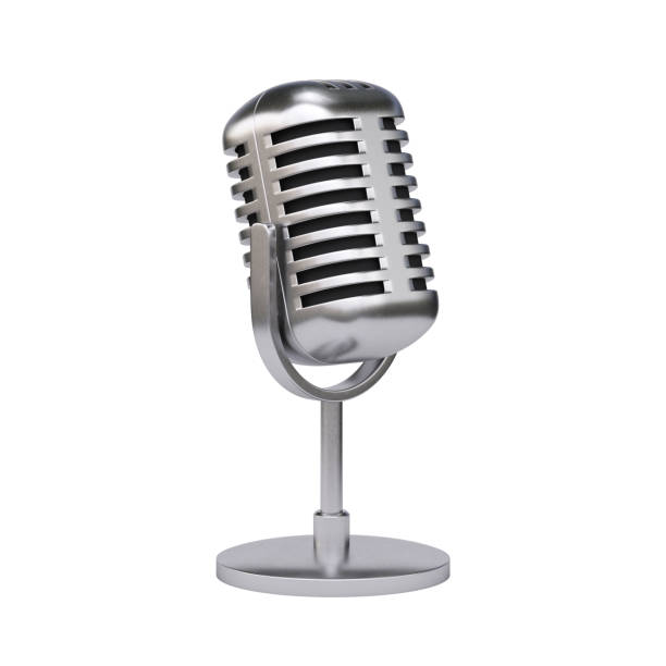istock Chrome radio microphone isolated on white background 3d rendering 1376104434