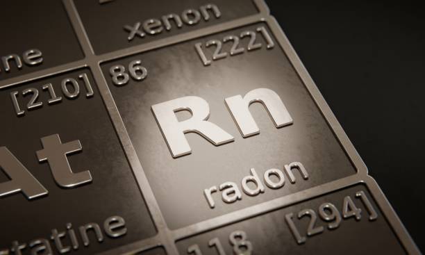 istock Highlight on chemical element Radon in periodic table of elements. 3D rendering 1376105632