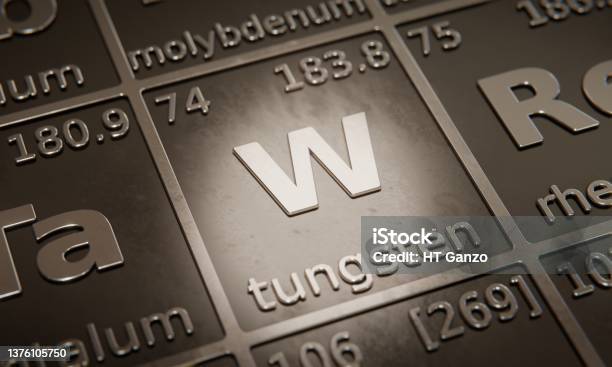 Highlight On Chemical Element Tungsten In Periodic Table Of Elements 3d Rendering Stock Photo - Download Image Now