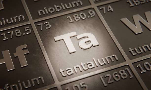 istock Highlight on chemical element Tantalum in periodic table of elements. 3D rendering 1376105760