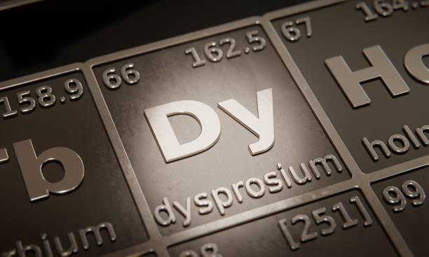 istock Highlight on chemical element Dysprosium in periodic table of elements. 3D rendering 1376105917