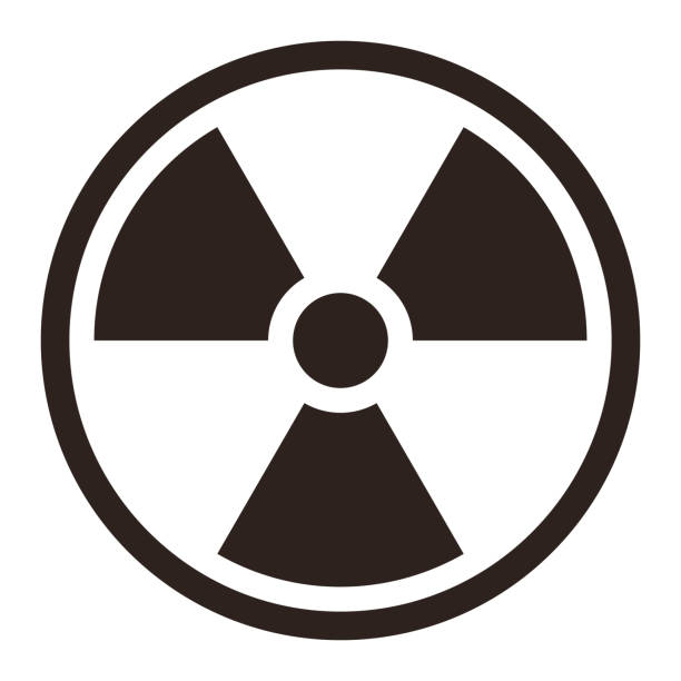 znak zagrożenia promieniowaniem. symbol alarmu o zagrożeniu radioaktywnym - radiation protection suit biology danger biochemical warfare stock illustrations