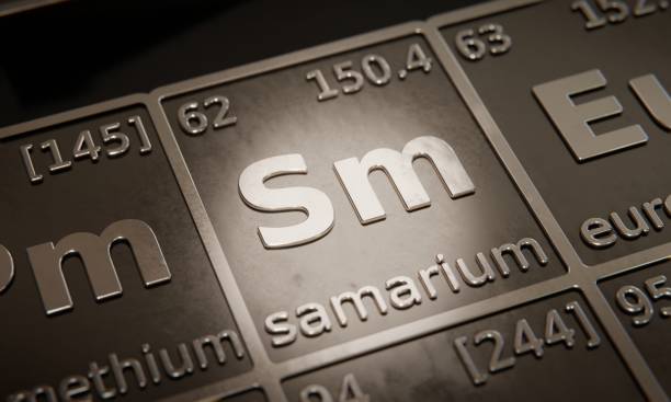 istock Highlight on chemical element Samarium in periodic table of elements. 3D rendering 1376106015