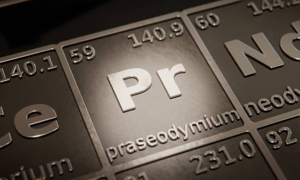 istock Highlight on chemical element Praseodymium in periodic table of elements. 3D rendering 1376106059