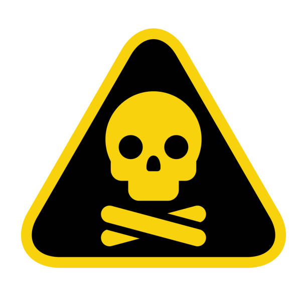 ilustrações de stock, clip art, desenhos animados e ícones de skull and bones icon. attention poison. toxic hazard symbol - toxic waste vector biohazard symbol skull and crossbones