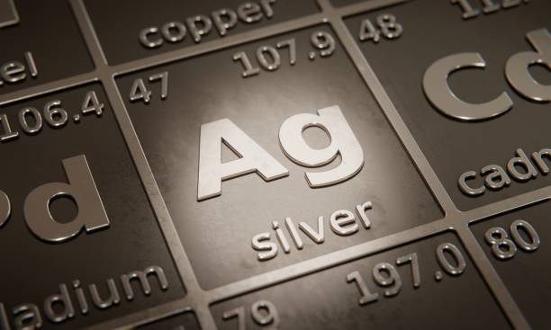 istock Highlight on chemical element Silver in periodic table of elements. 3D rendering 1376106224