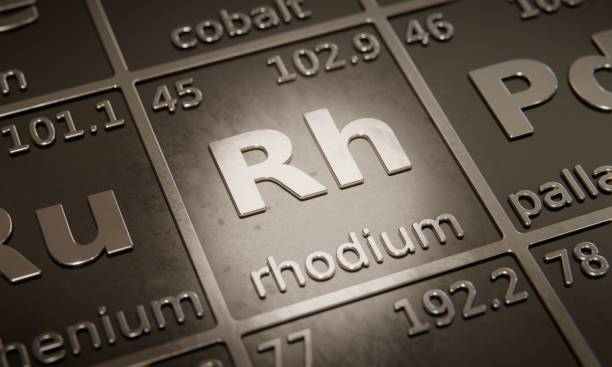 istock Highlight on chemical element Rhodium in periodic table of elements. 3D rendering 1376106255
