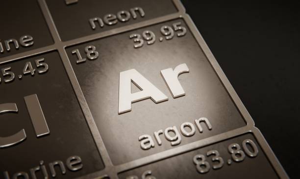istock Highlight on chemical element Argon in periodic table of elements. 3D rendering 1376110535