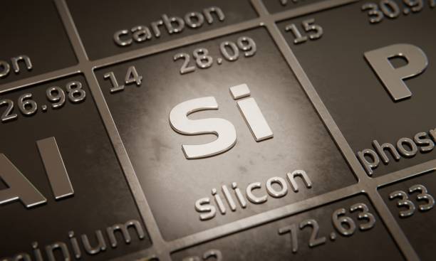 istock Highlight on chemical element Silicon in periodic table of elements. 3D rendering 1376111056