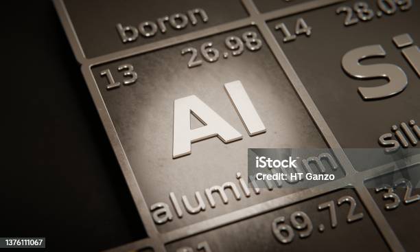 Highlight On Chemical Element Aluminium In Periodic Table Of Elements 3d Rendering Stock Photo - Download Image Now