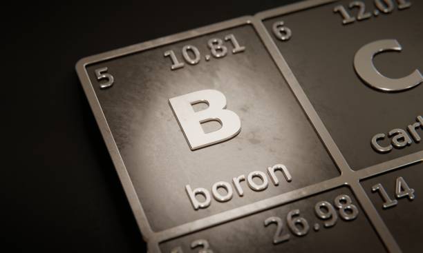 istock Highlight on chemical element Boron in periodic table of elements. 3D rendering 1376112134