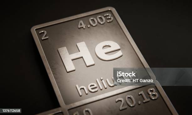 Highlight On Chemical Element Helium In Periodic Table Of Elements 3d Rendering Stock Photo - Download Image Now