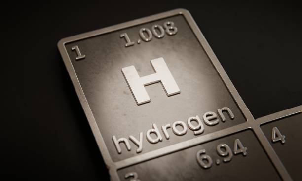 istock Highlight on chemical element Hydrogen in periodic table of elements. 3D rendering 1376113068