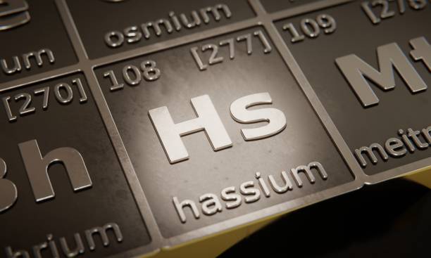 istock Highlight on chemical element Hassium in periodic table of elements. 3D rendering 1376114832
