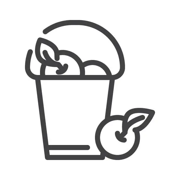Vector illustration of Apples basket line icon