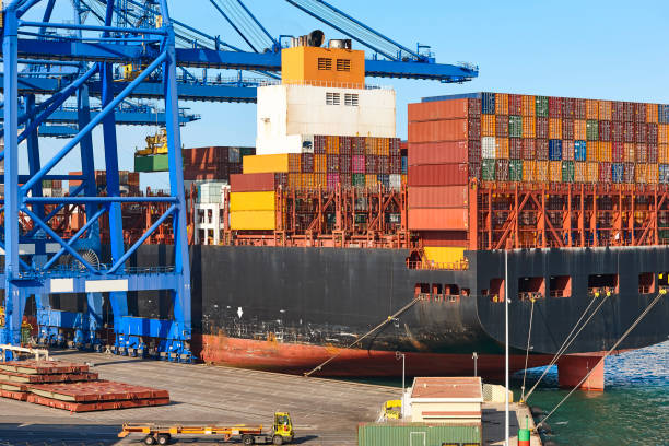 istock Containers on a vessel. Global market. Cargo shipping. Logistic 1376118228