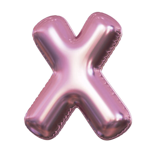 istock Pink metallic balloon font 3d rendering, letter X 1376120598