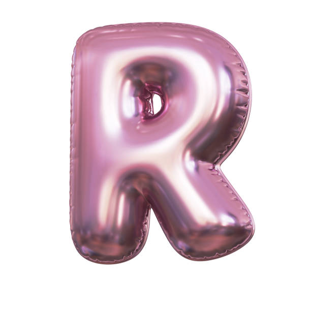 istock Pink metallic balloon font 3d rendering, letter R 1376121510