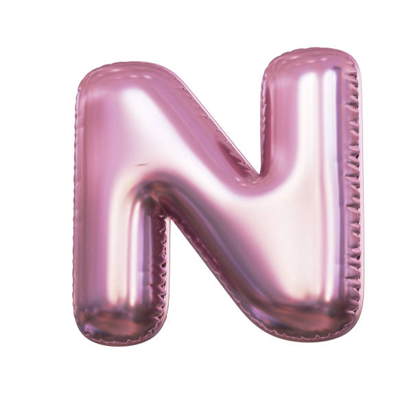 istock Pink metallic balloon font 3d rendering, letter N 1376122089