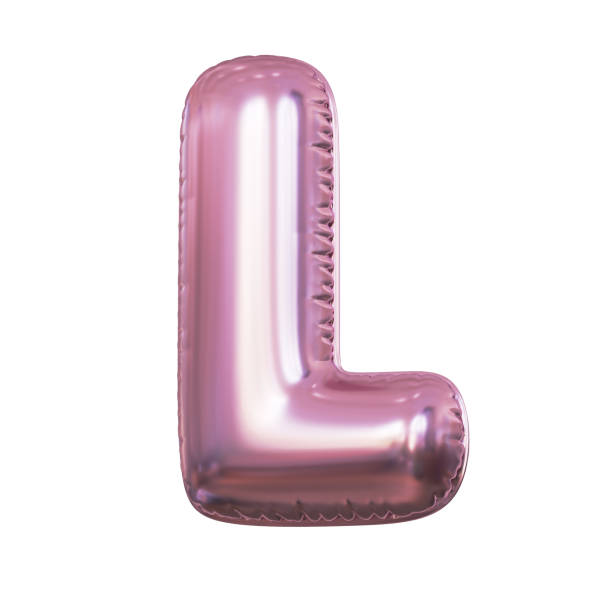 istock Pink metallic balloon font 3d rendering, letter L 1376122586