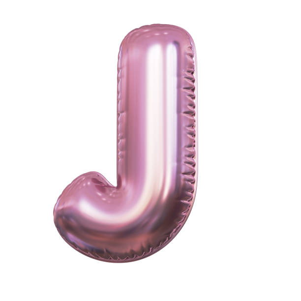 istock Pink metallic balloon font 3d rendering, letter J 1376122639