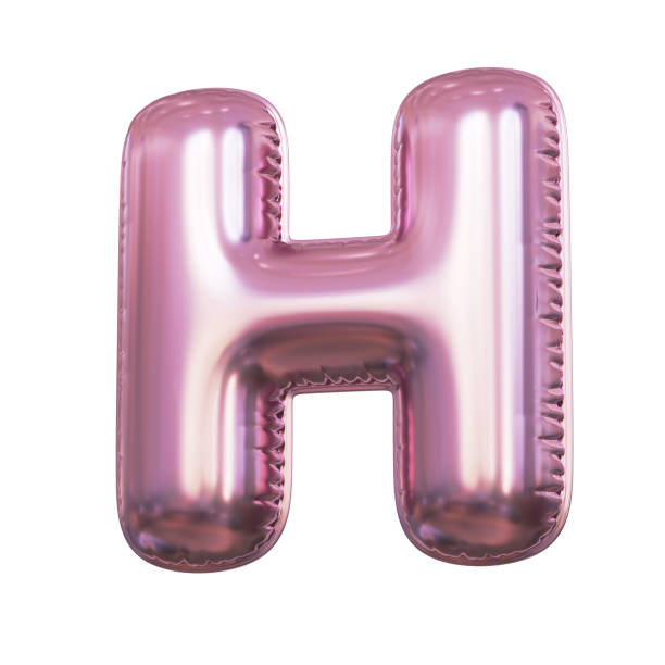 istock Pink metallic balloon font 3d rendering, letter H 1376122743