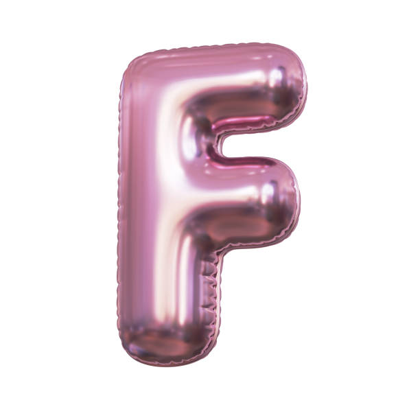 istock Pink metallic balloon font 3d rendering, letter F 1376123197