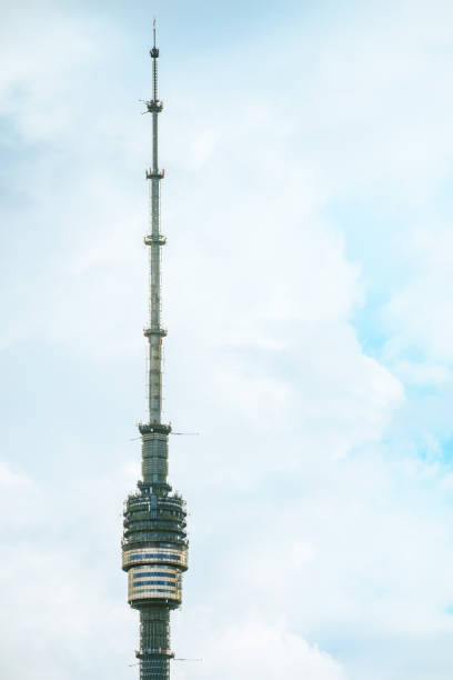 istock Ostankino television tower in Moscow against white clouds and blue sky 1376123719