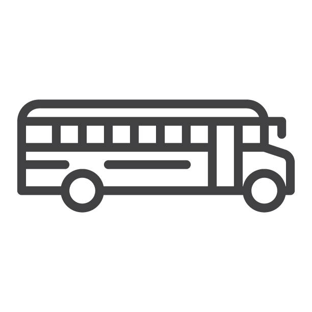 School bus line icon School bus line icon. linear style sign for mobile concept and web design. Schoolbus outline vector icon. Symbol, logo illustration. Vector graphics empty school bus stock illustrations