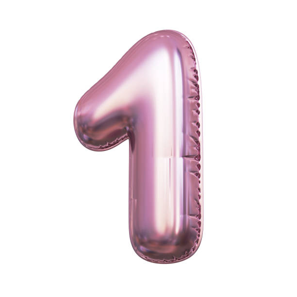 istock Pink metallic balloon font 3d rendering, number 1 1376123928