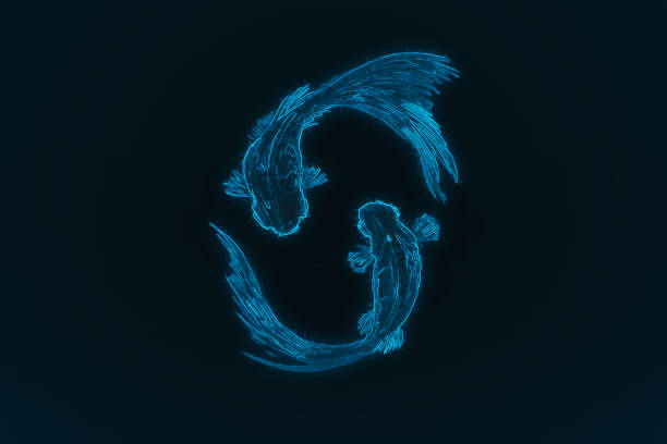 гороскоп рыбы знак гороскопа в двенадцати знаках зодиака - pisces стоковые фото и изображения