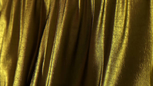 istock Folds of golden fabric. Texture. Close-up. 3d illustration 1376125300