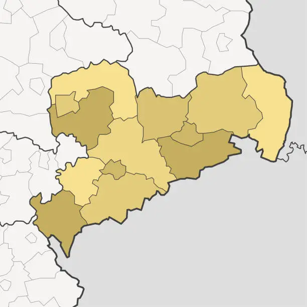 Vector illustration of Map of Saxony with neighboring federal states