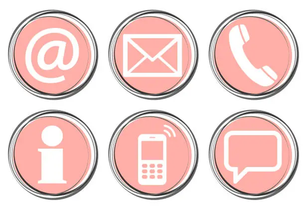 Vector illustration of six contact us icons button set