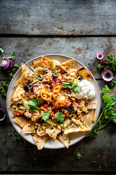 Gluten free nachos Diverse Keto Dishes, Quebec, Canada nacho chip stock pictures, royalty-free photos & images