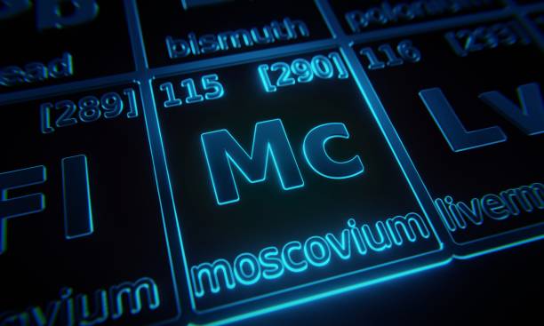 istock Focus on chemical element Moscovium illuminated in periodic table of elements. 3D rendering 1376135721