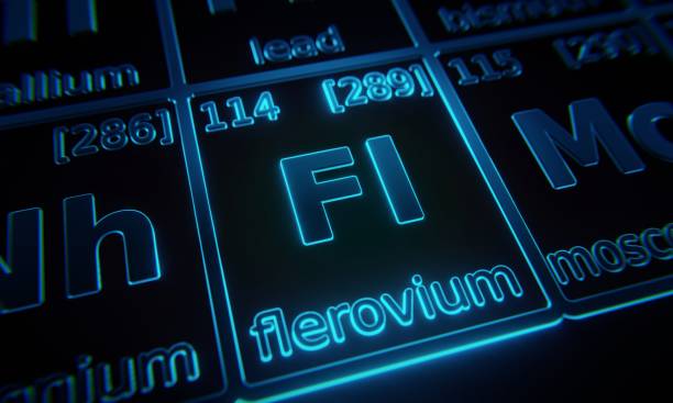 istock Focus on chemical element Flerovium illuminated in periodic table of elements. 3D rendering 1376136232