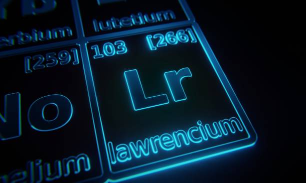 istock Focus on chemical element Lawrencium illuminated in periodic table of elements. 3D rendering 1376137987