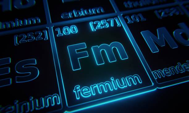 istock Focus on chemical element Fermium illuminated in periodic table of elements. 3D rendering 1376138542