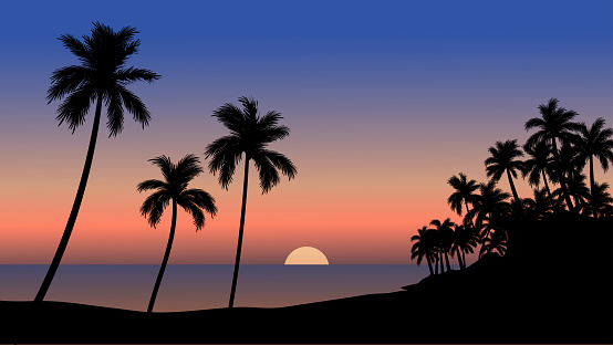 Tropical sea view sunset background