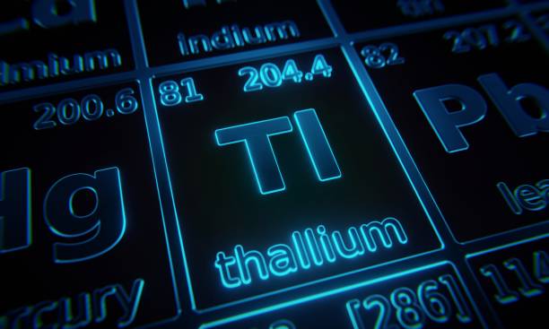 istock Focus on chemical element Thallium illuminated in periodic table of elements. 3D rendering 1376141467