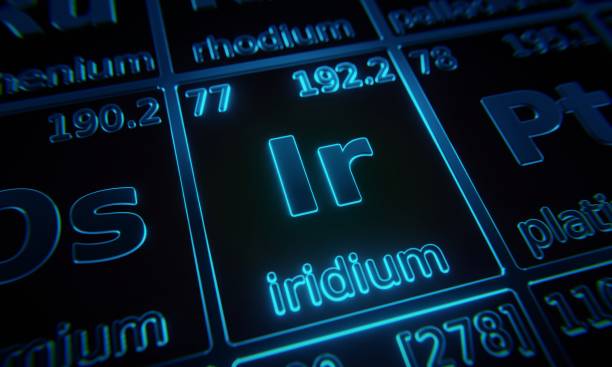 istock Focus on chemical element Iridium illuminated in periodic table of elements. 3D rendering 1376142052